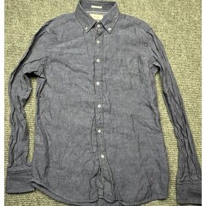 Porter & Ash Shirt Mens Small Blue Button‎ Down 100% Linen Long Sleeve Casual